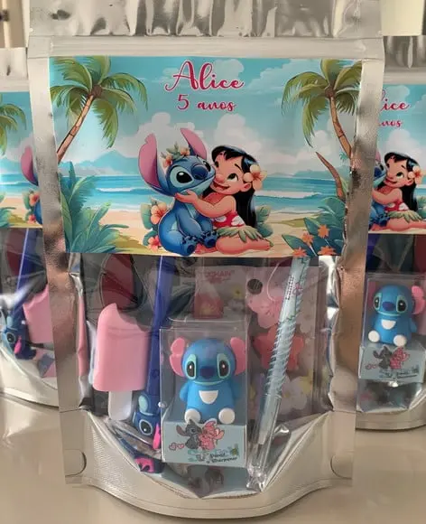 Kit Papelaria Fofa Stitch (saquinho com 6 Itens)