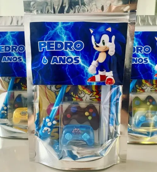 Kit Papelaria Fofa Sonic (saquinho com 6 Itens)