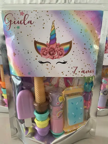 Kit Papelaria Fofa Unicórnio (saquinho com 6 Itens)