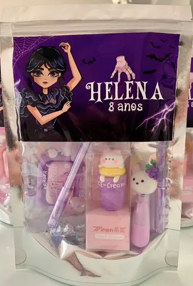 Kit Papelaria Fofa Wandinha (saquinho com 6 Itens)