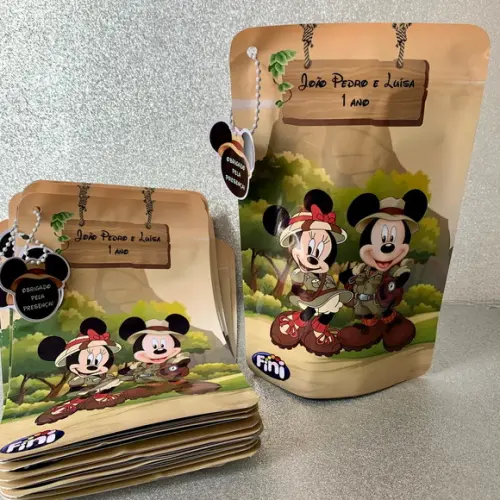 Saquinho Zip Lock Mickey e Minnie Safari