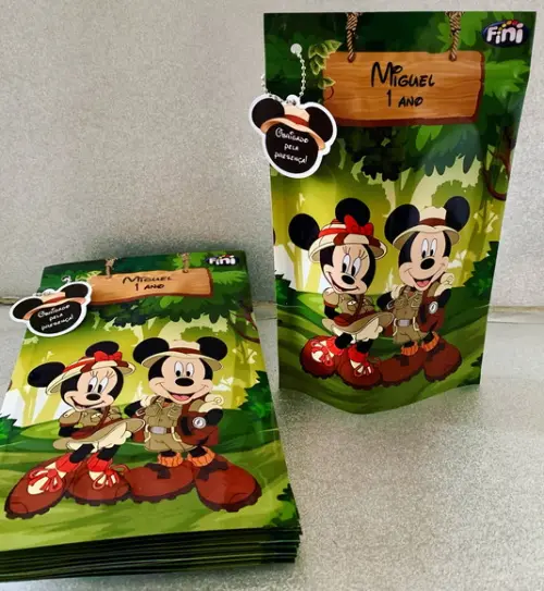 Saquinho Zip Lock Mickey e Minnie Safari