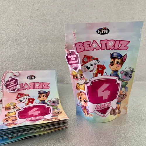 Saquinho Zip Lock Patrulha Canina Rosa