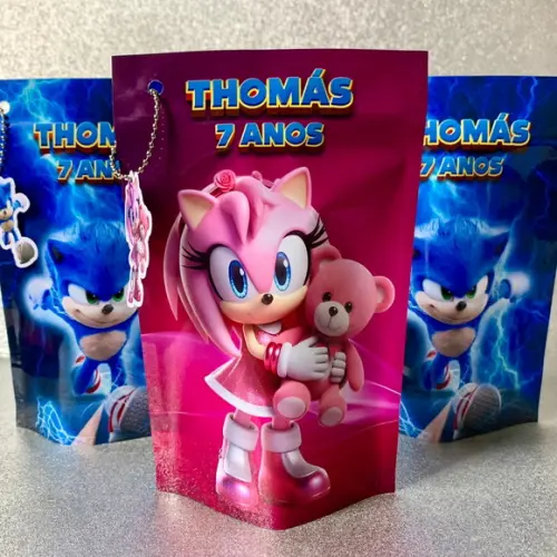 Saquinho Zip Lock Sonic e Amy Rose