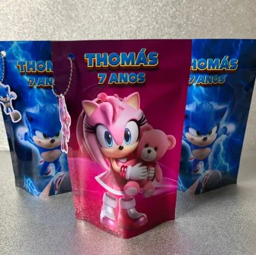 Saquinho Zip Lock Sonic e Amy Rose