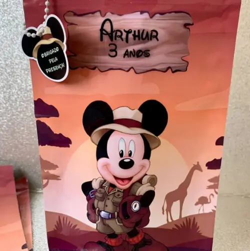 Saquinho Zip Mickey Safari