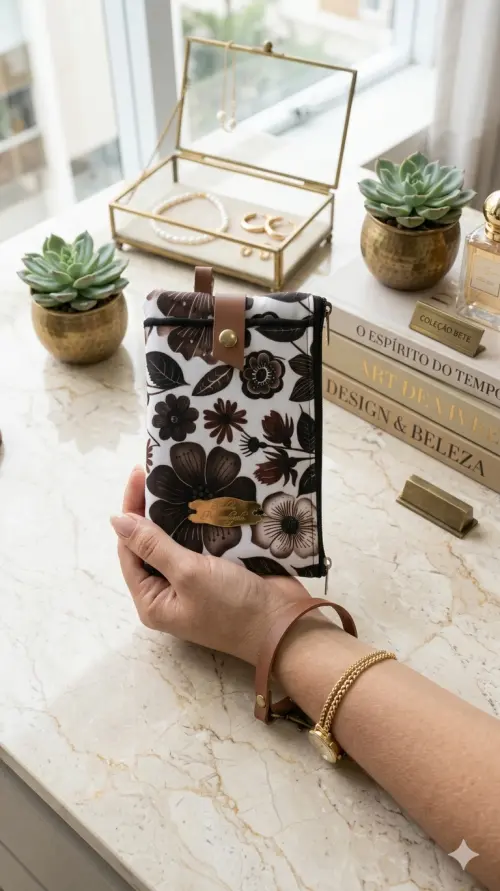 Carteira Feminina Linda e Prática Porta Celular com Zíper – P