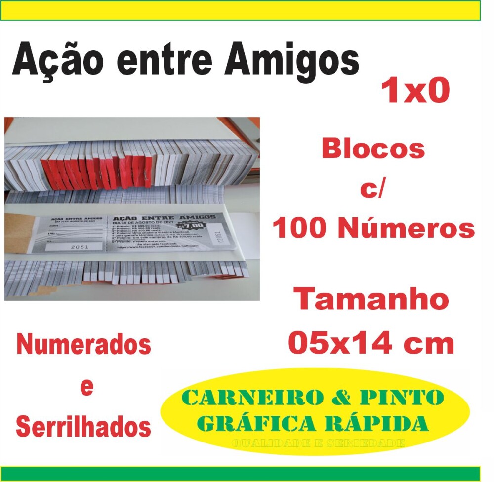 2000 Bilhetes de Ação Entre Amigos (rifa)