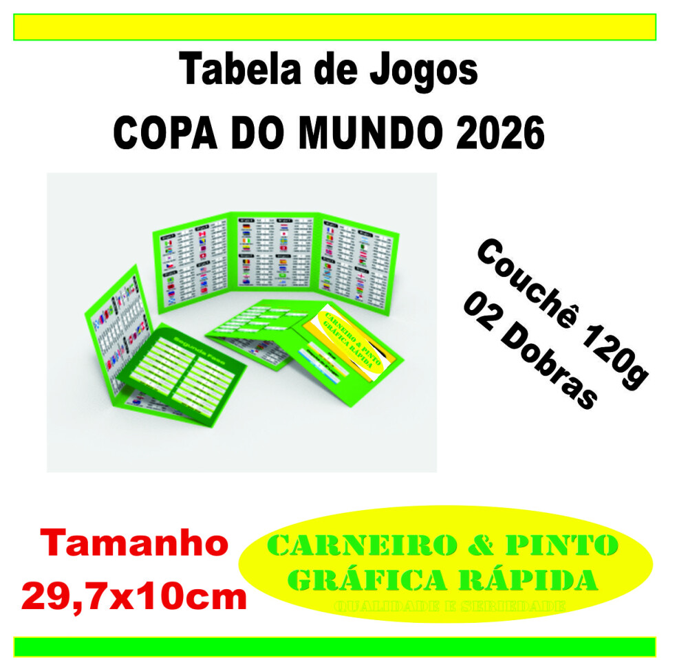 1000 Tabelinha de Jogos Copa do Mundo 2026