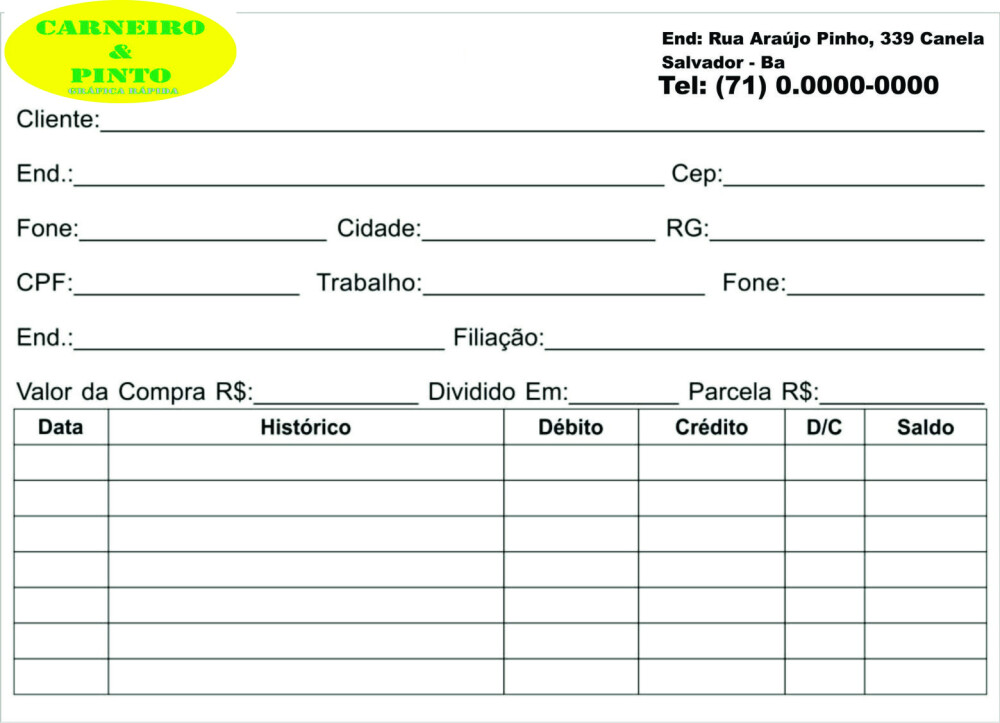 50 Fichas De Cadastro De Clientes