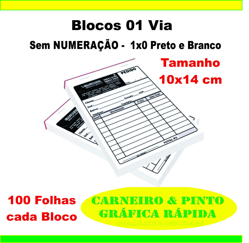 10 Talões de Pedidos, Orçamentos Personalizado 10x14cm