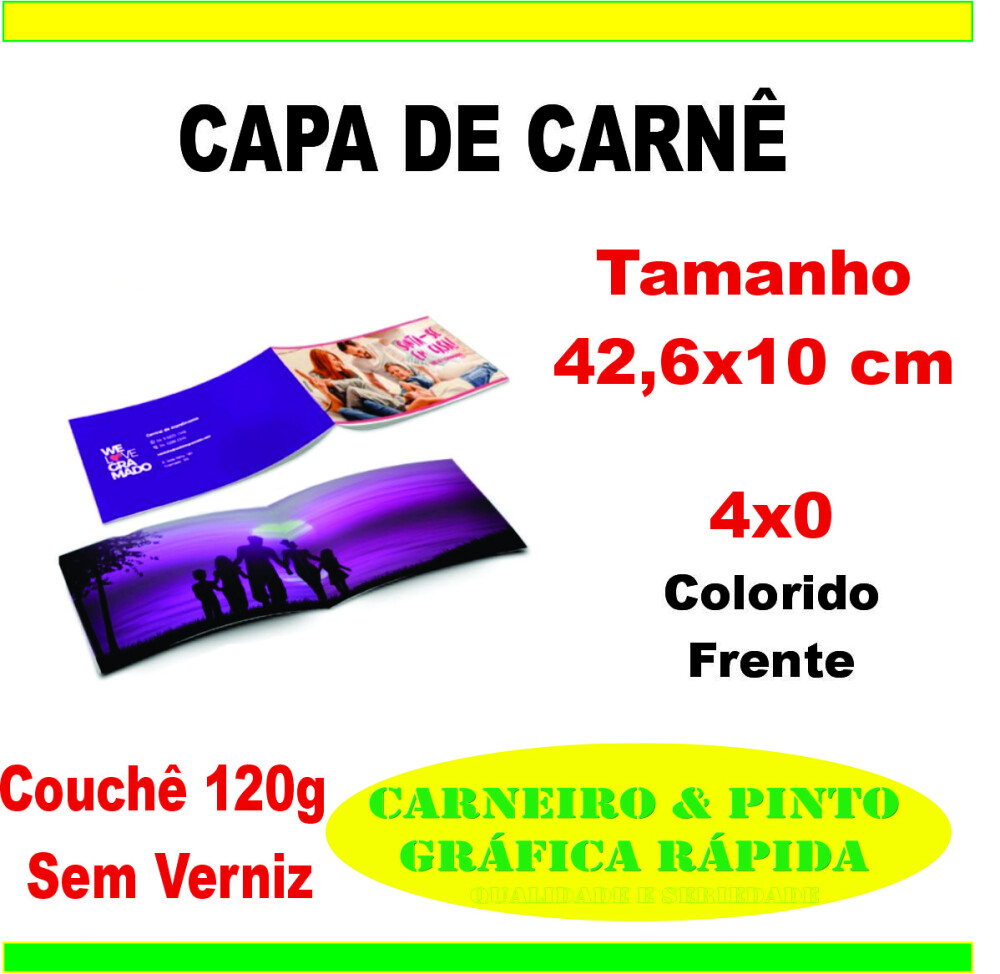 50 Capas de Carnê Couchê 120g sem Verniz 42,3x10cm