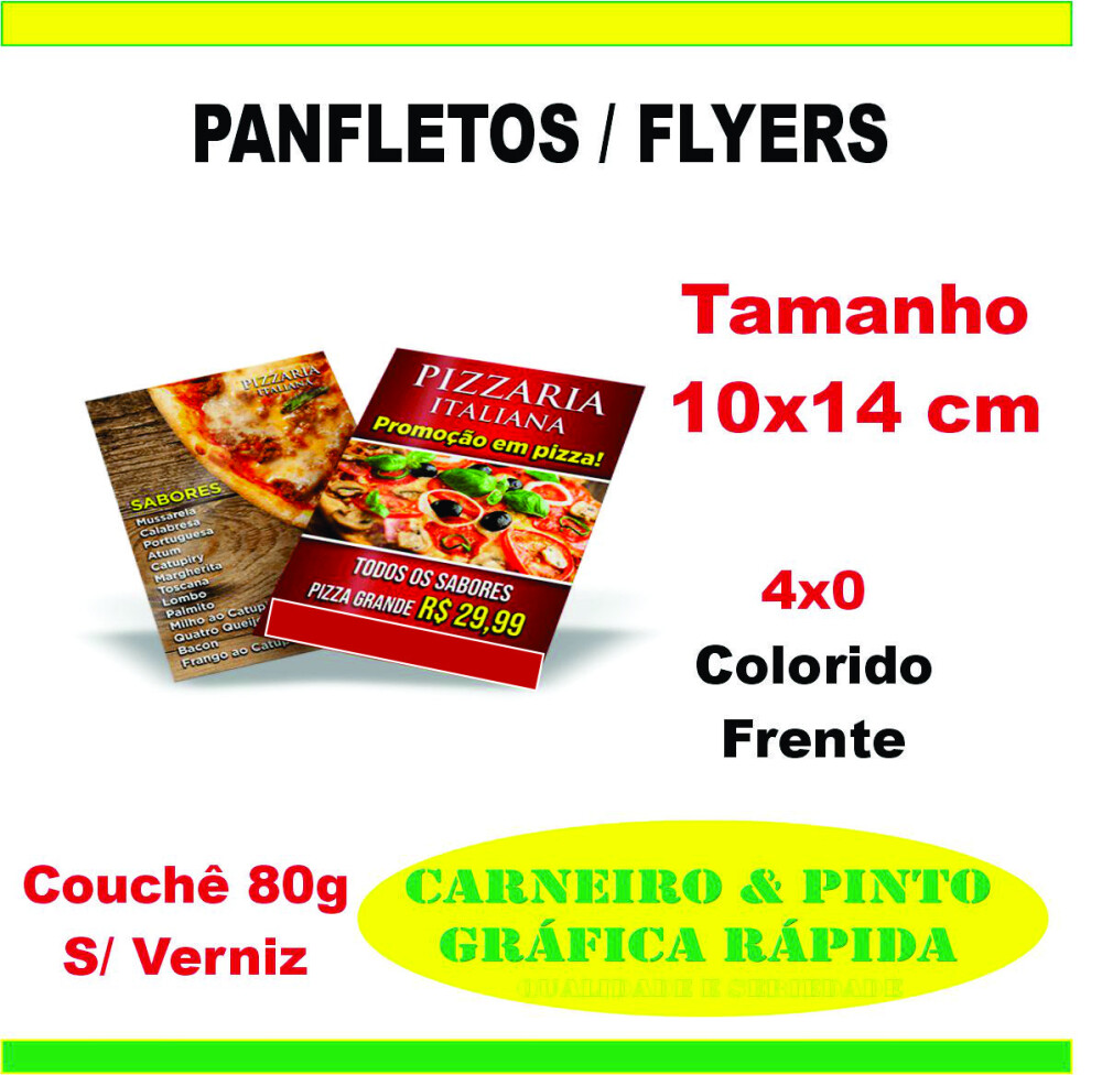 5000 Panfletos em Papel Couchê 80 G.| 4x0 | 10x14 |