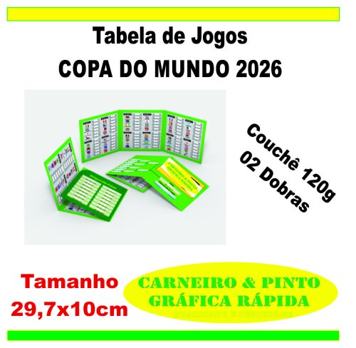 100 Tabelinha de Jogos Copa do Mundo 2026