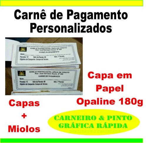 60 Carnês de Pagamento Personalizados (capas + Miolos)