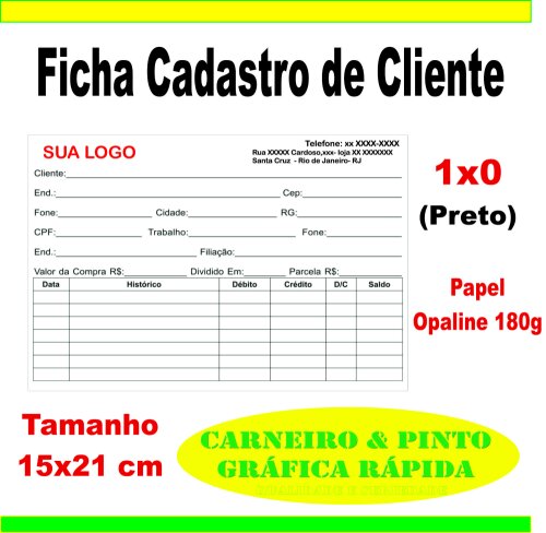 50 Fichas De Cadastro De Clientes
