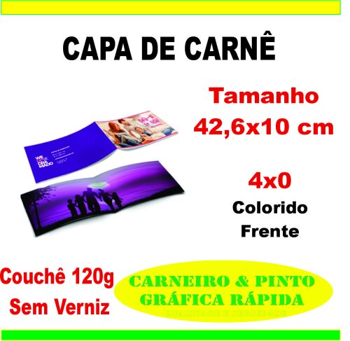 50 Capas de Carnê Couchê 120g sem Verniz 42,3x10cm