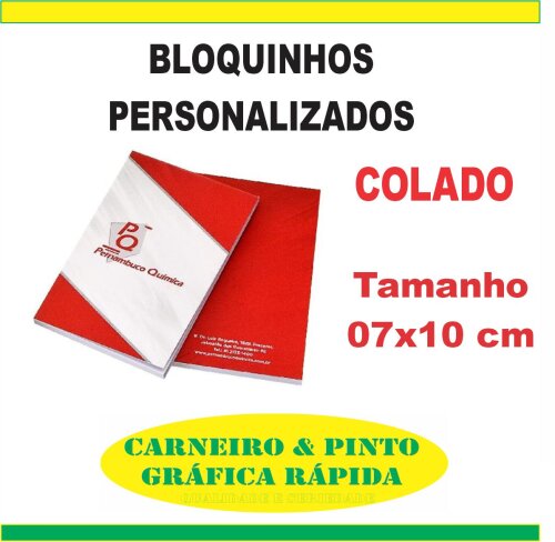 100 Bloquinhos Personalizados - Bloco de Anotações (colado)