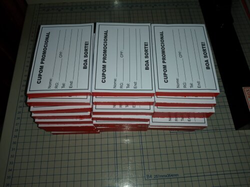 1000 Cupons de Sorteio (MODELO ÚNICO)