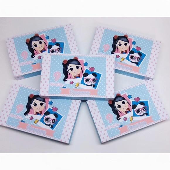 50 Personalizados + 20 Brindes para Festa Panda Luluca