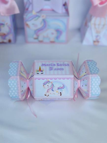 Caixa Bala do Unicornio com Aplique em 3d.