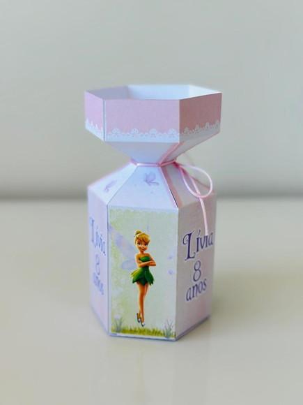Caixa Meia Bala da Tinker Bell com Aplique em 3d.