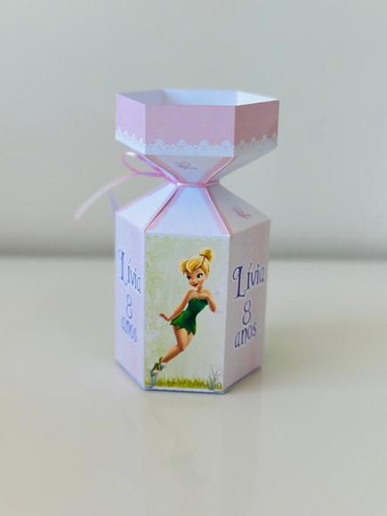 Caixa Meia Bala da Tinker Bell com Aplique em 3d.