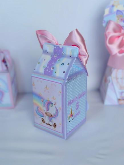 Caixa Milk do Unicornio com Aplique em 3d