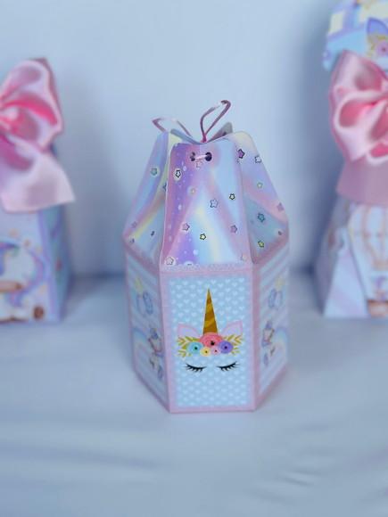 Caixa Saquinho do Unicornio com Aplique em 3d.