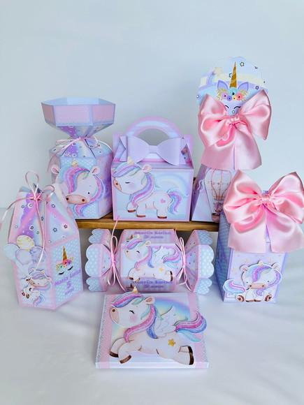 Kit 105 Caixas do Unicornio com Aplique em 3d.