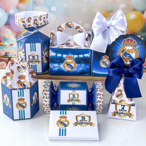 Kit 105 Caixas Personalizadas para Festa do Real Madrid