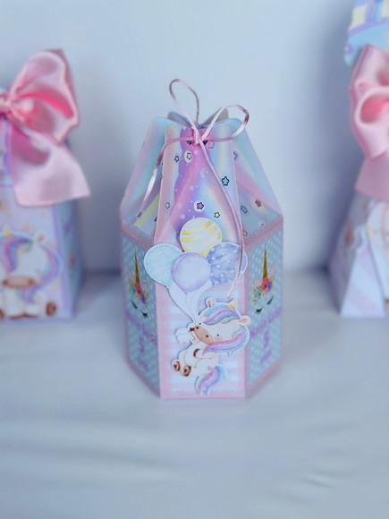 Kit 21 Caixas do Unicornio com Aplique em 3d.