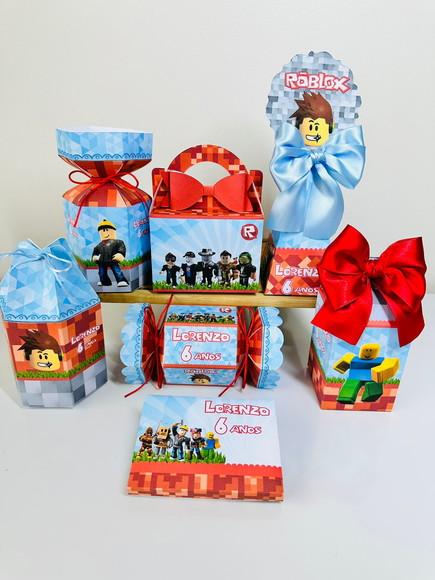 Kit 28 Caixas do Roblox + 10 Centros de Mesa