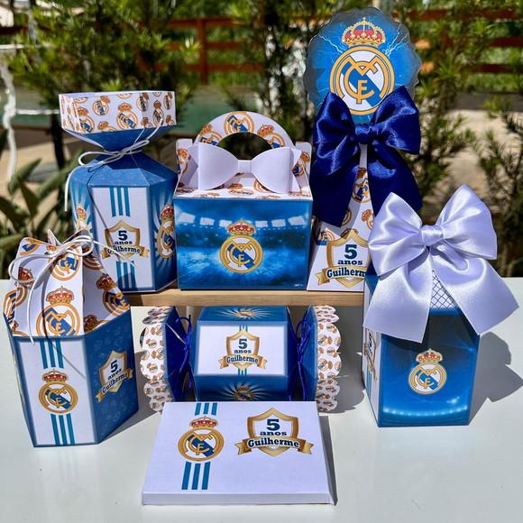 Kit 28 Caixas Personalizadas para Festa do Real Madrid