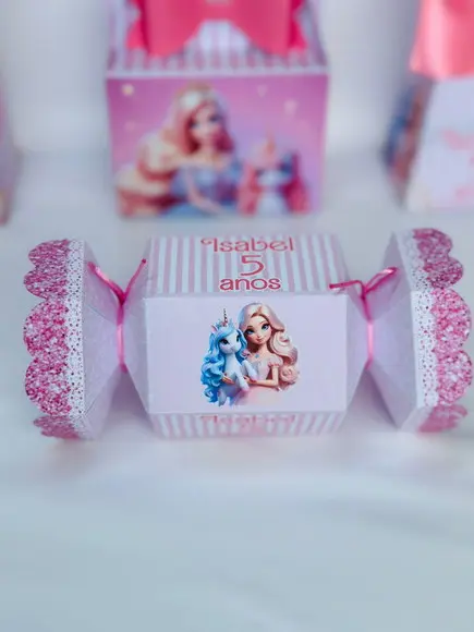 Caixa Bala Barbie Unicornio