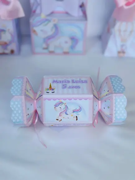 Caixa Bala do Unicornio com Aplique em 3d.