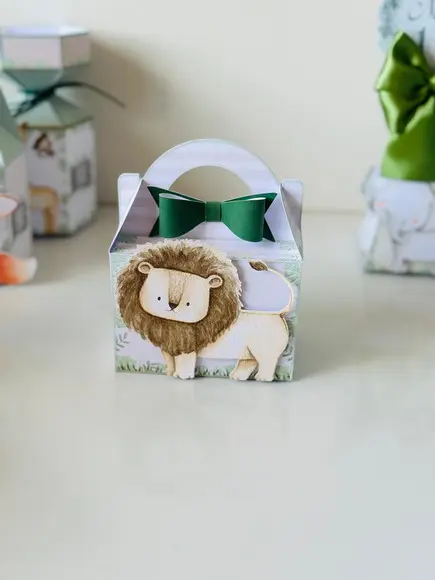 Caixa Maleta do Safari em Aquarela com Aplique em 3d.