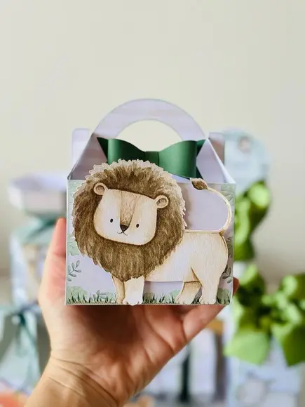 Caixa Maleta do Safari em Aquarela com Aplique em 3d.