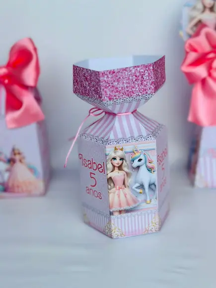 Caixa Meia Bala Barbie Unicornio