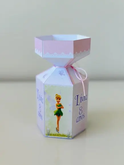 Caixa Meia Bala da Tinker Bell com Aplique em 3d.