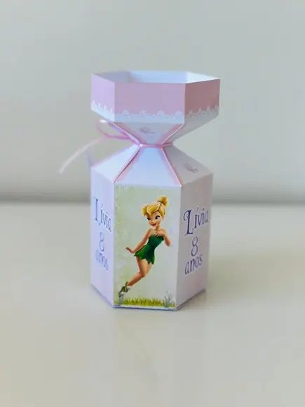 Caixa Meia Bala da Tinker Bell com Aplique em 3d.
