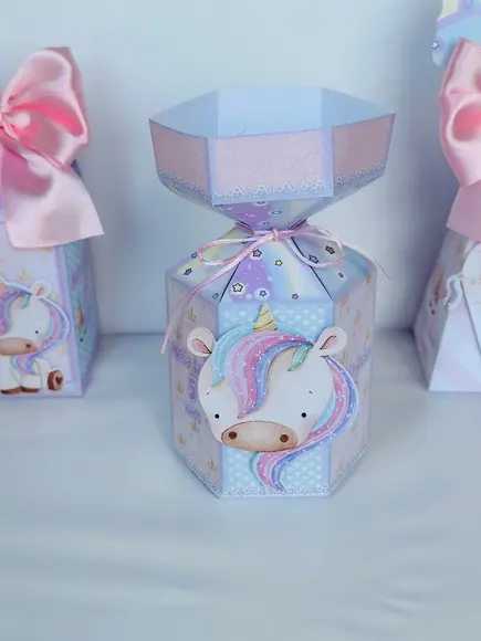 Caixa Meia Bala do Unicornio com Aplique em 3d.