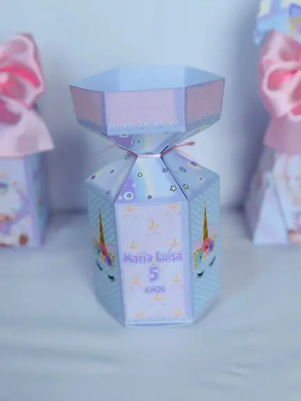 Caixa Meia Bala do Unicornio com Aplique em 3d.