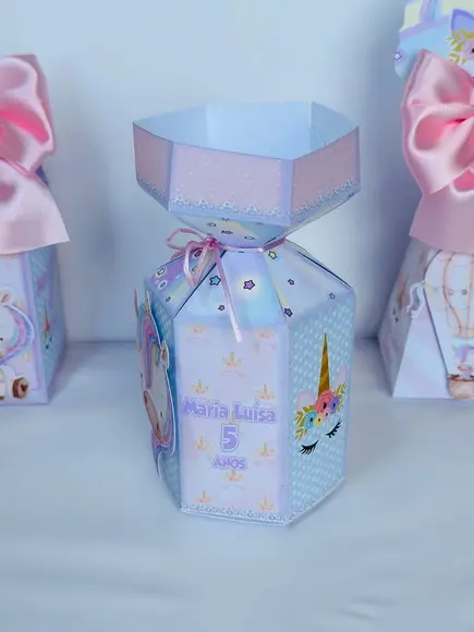 Caixa Meia Bala do Unicornio com Aplique em 3d.