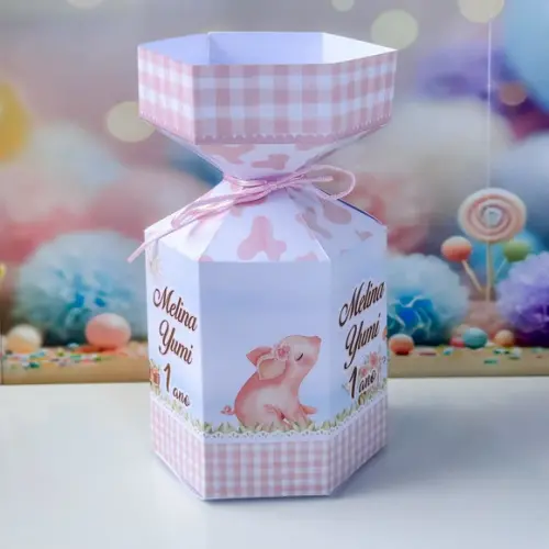 Caixa Meia Bala Fazendinha Rosa/menina