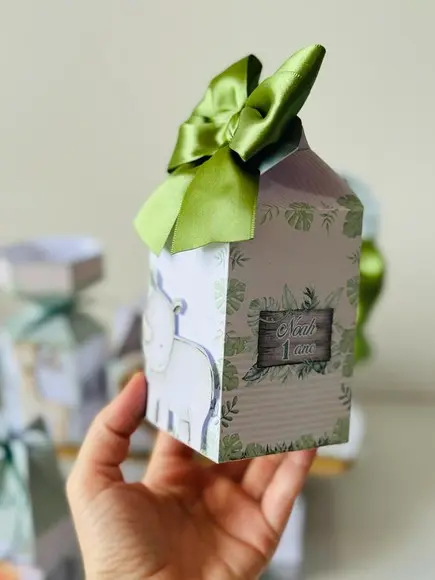 Caixa Milk do Safari em Aquarela com Aplique em 3d.