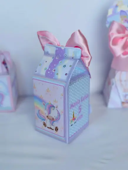 Caixa Milk do Unicornio com Aplique em 3d