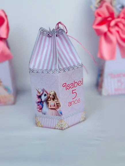 Caixa Modelo Saquinho Barbie Unicornio