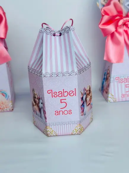 Caixa Modelo Saquinho Barbie Unicornio