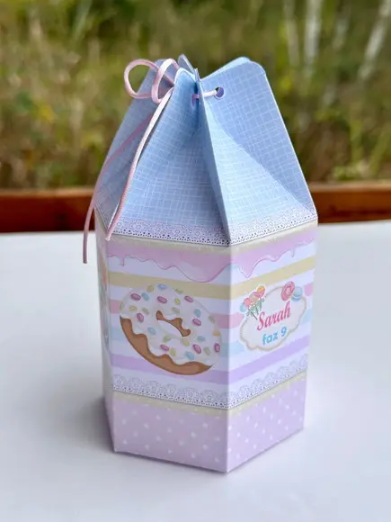 Caixa Modelo Saquinho Tema Doces /confeitaria